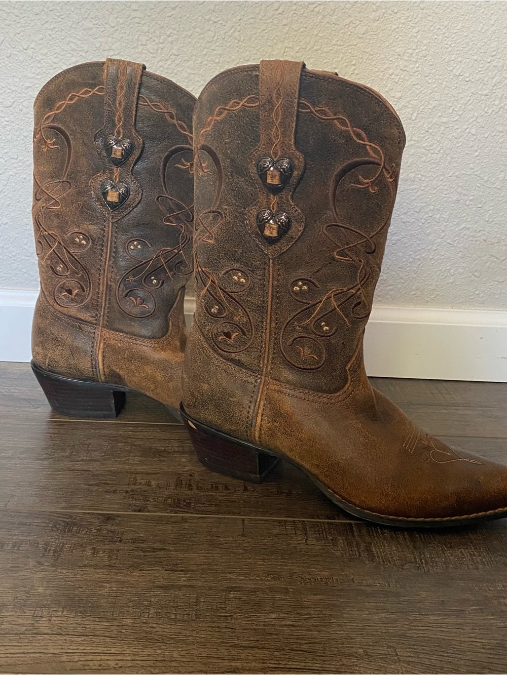 Durango Crush Heartbreaker Brown Leather Western Boots,  Size 9.5